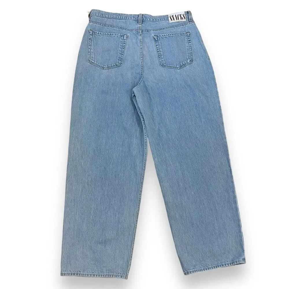 MOTHER SNACKS! The Pleated Fun Dip Puddle Just a Nibble Jeans 34 Baggy Straight